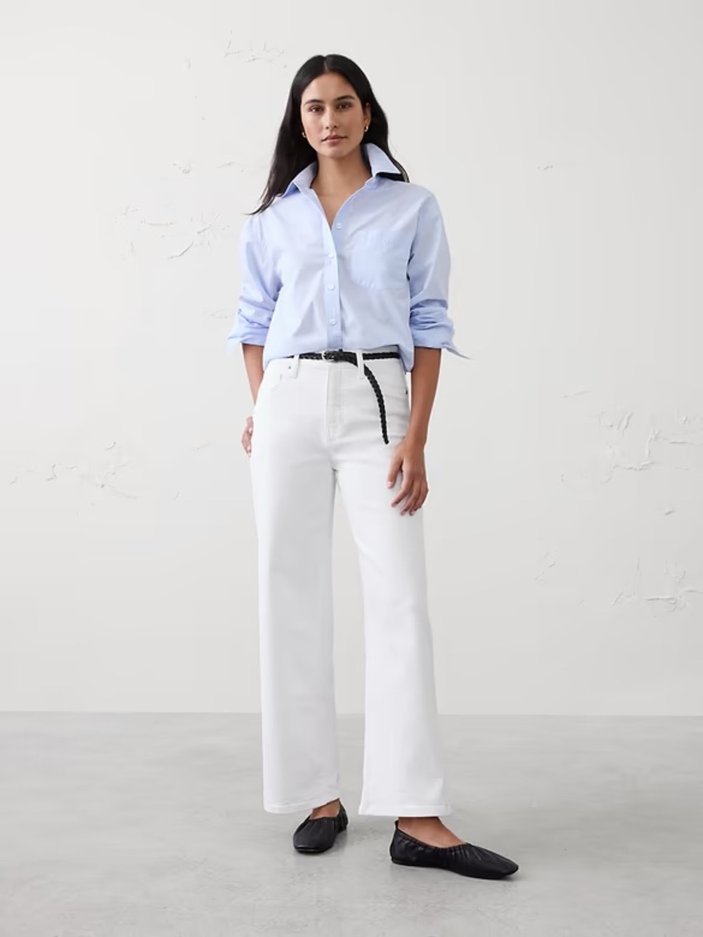 Banana Republic White Wide-Leg High-Rise Cropped Jean